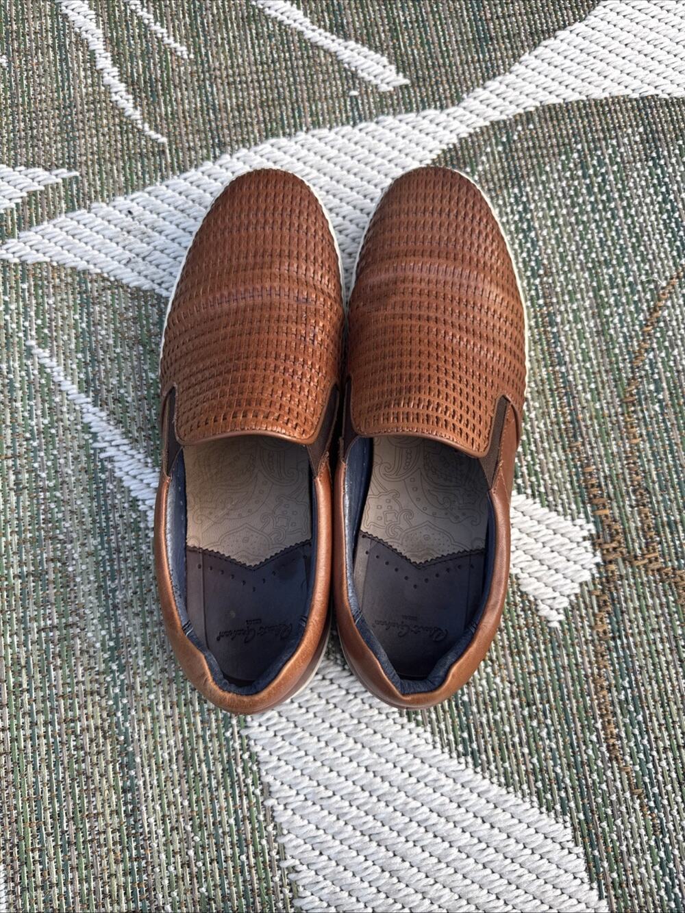 Robert Graham Men’s Woven Leather Loafers Slip On Shoes Brown Size 12 EUC Rare
